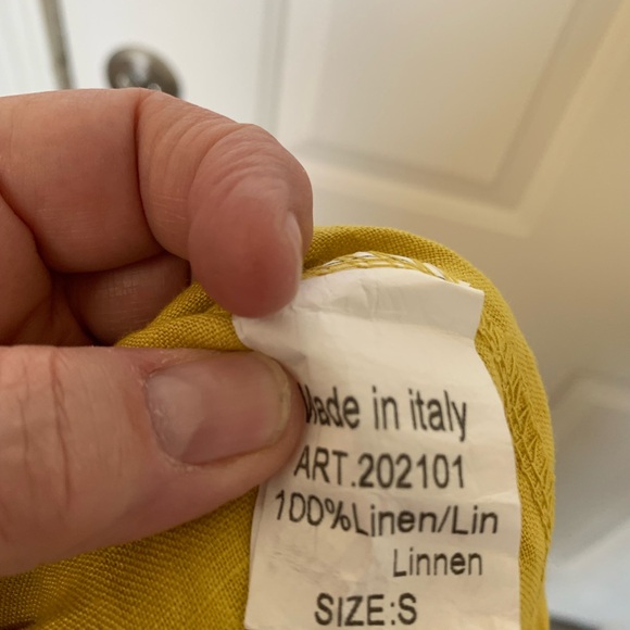 Lungo L’Arno Womens Linen Top Yellow Ruffle Made in Italy🌴 - Picture 6 of 6